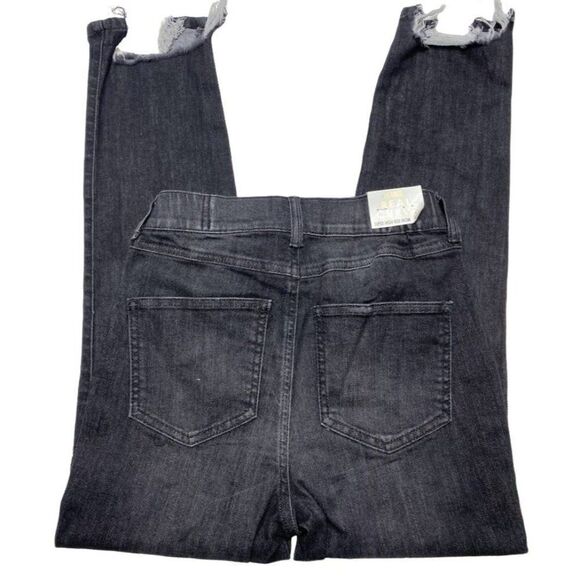 Rewash Brand Mom Curve Jeans Women's 24 Faded Black Destructed Frayed High Rise - Picture 2 of 12